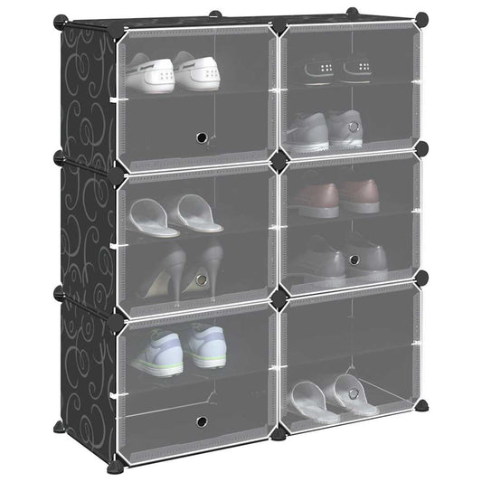 Organizador de arrumação com 6 cubos e portas PP preto