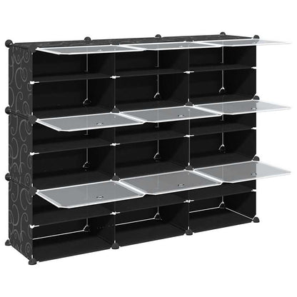 Organizador de arrumação com 9 cubos e portas PP preto