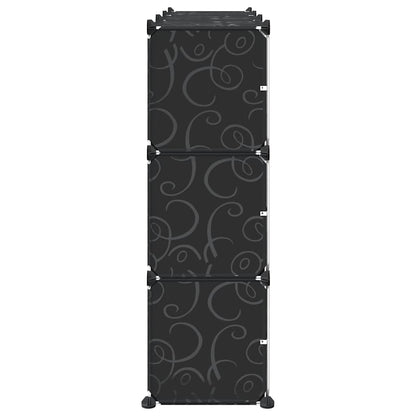 Organizador de arrumação com 9 cubos e portas PP preto