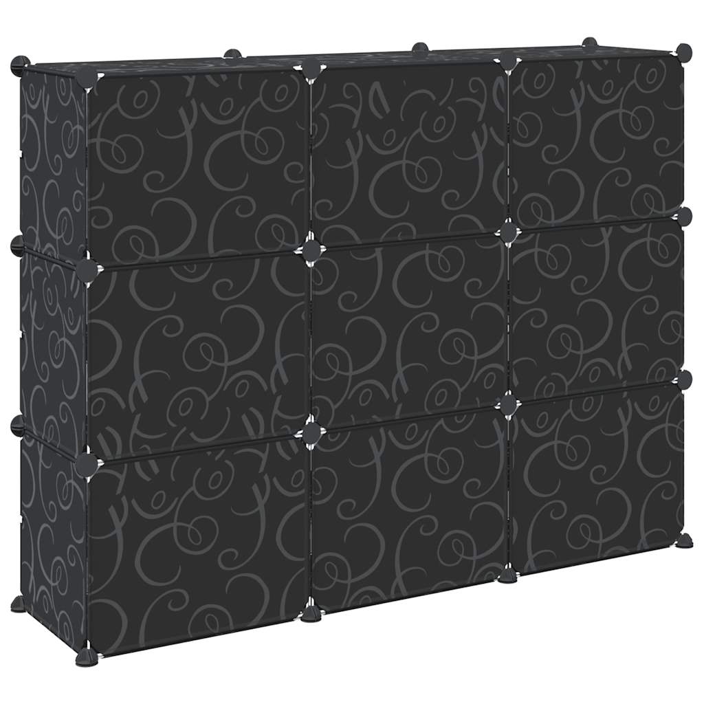 Organizador de arrumação com 9 cubos e portas PP preto