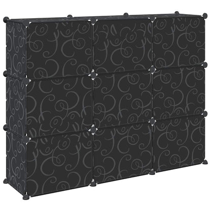 Organizador de arrumação com 9 cubos e portas PP preto