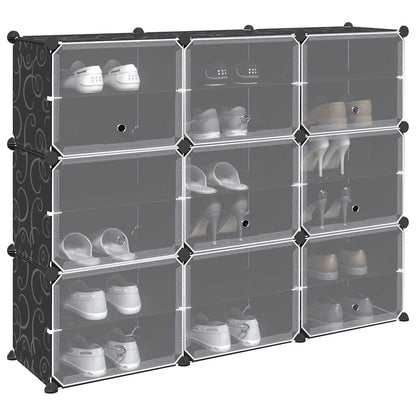 Organizador de arrumação com 9 cubos e portas PP preto