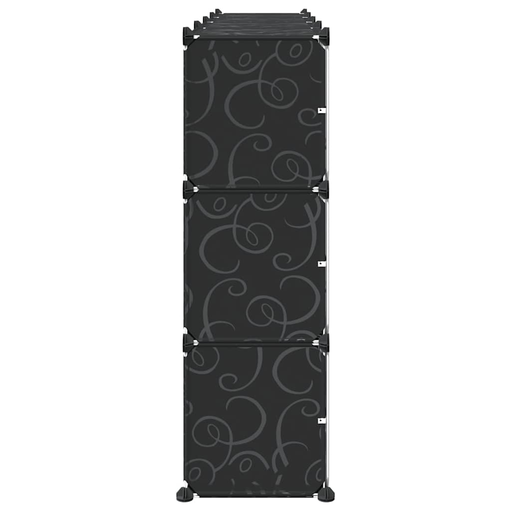 Organizador de arrumação com 12 cubos e portas PP preto