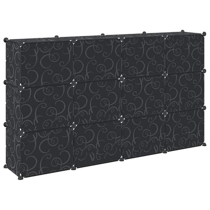Organizador de arrumação com 12 cubos e portas PP preto