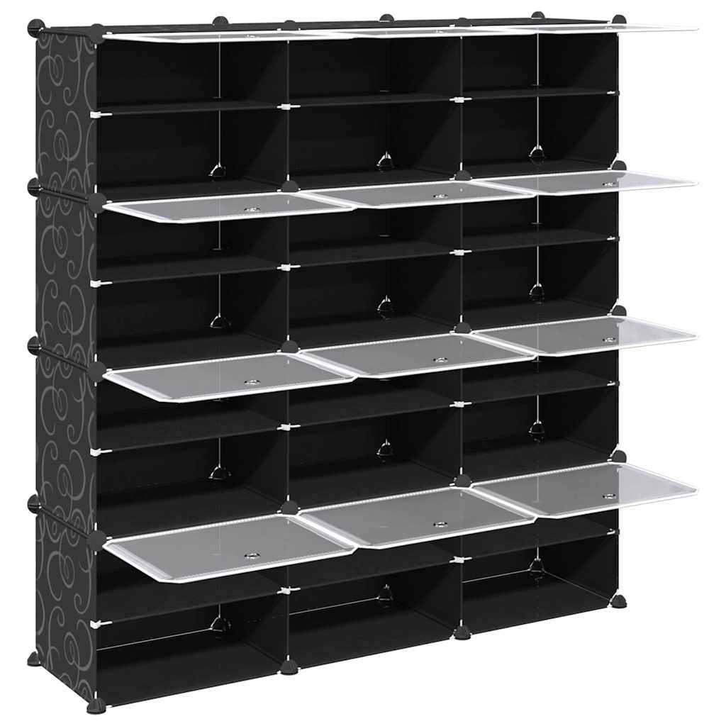 Organizador de arrumação com 12 cubos e portas PP preto