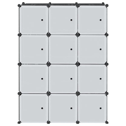 Organizador de arrumação com 12 cubos e portas PP preto