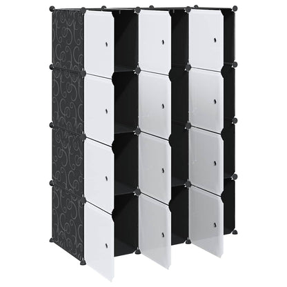 Organizador de arrumação com 12 cubos e portas PP preto