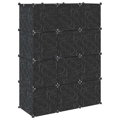 Organizador de arrumação com 12 cubos e portas PP preto