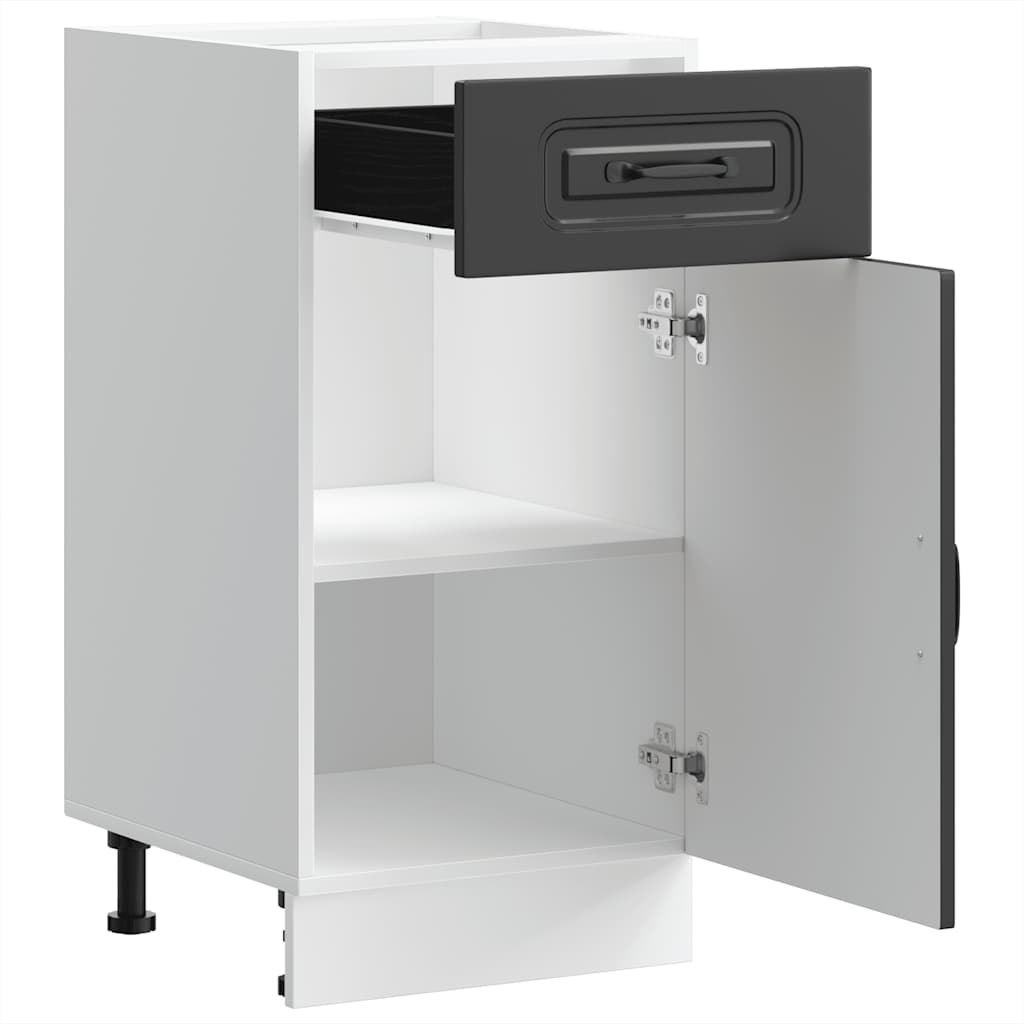 Armário de cozinha baixo Kalmar madeira artificial preto