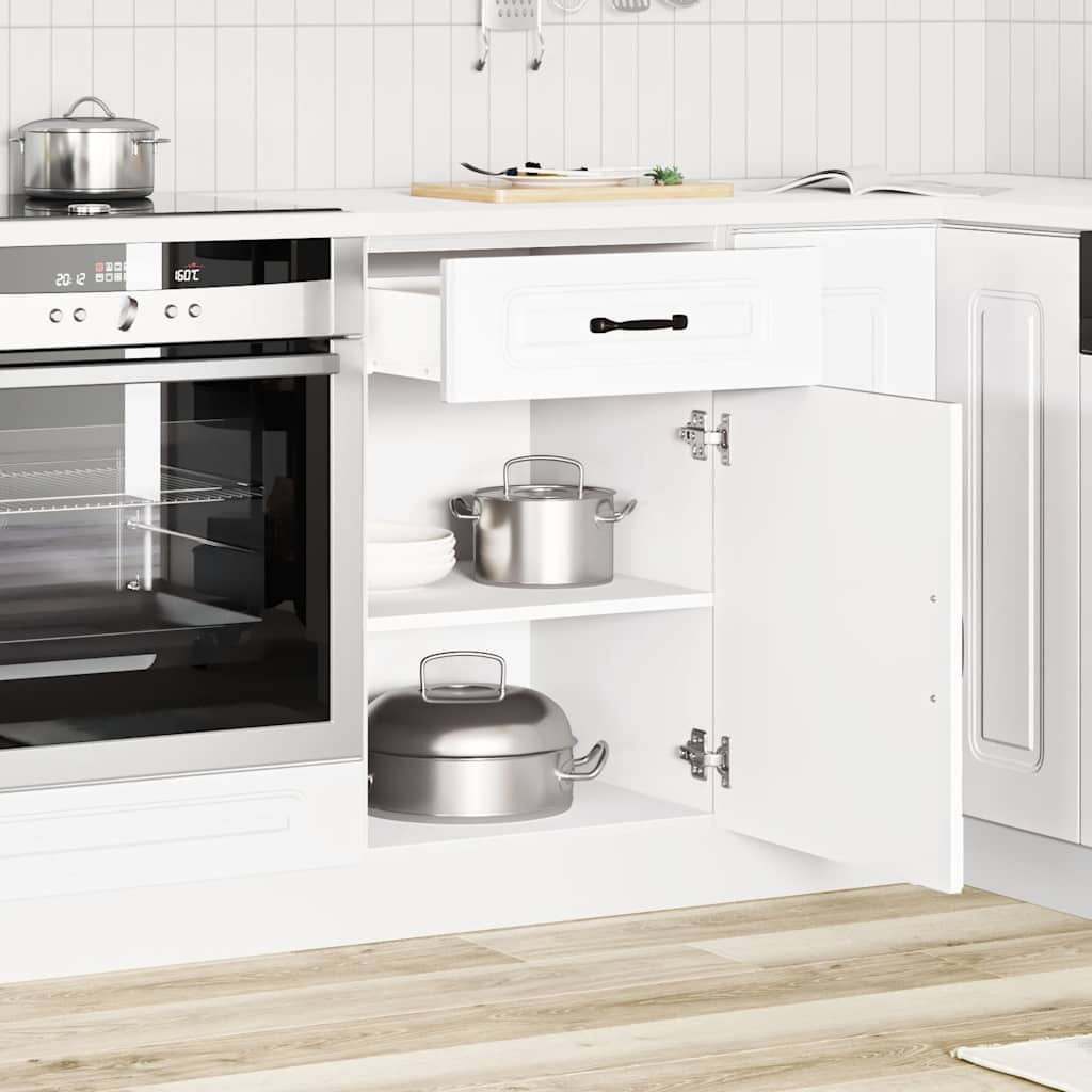 Armário de cozinha baixo Kalmar madeira artificial branca
