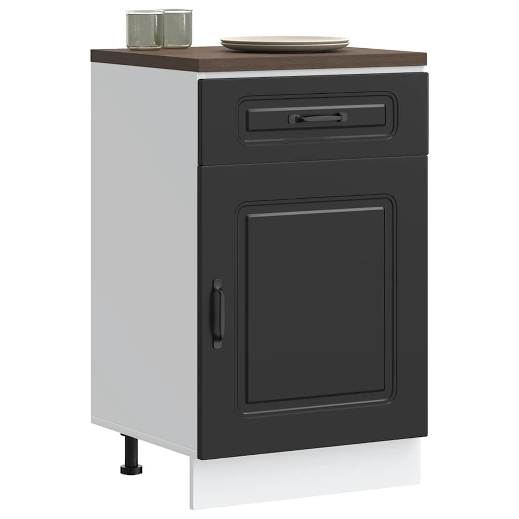 Armário de cozinha baixo Kalmar madeira artificial preto