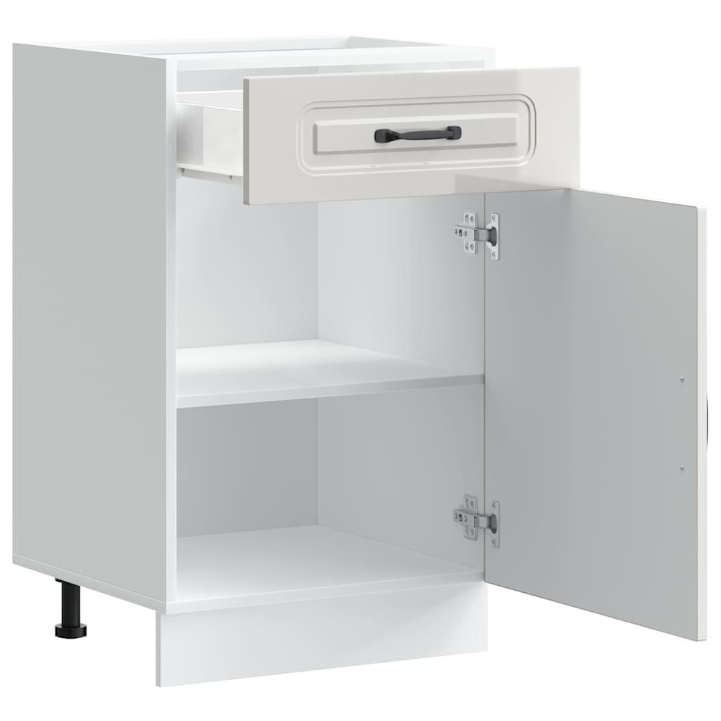 Armário de cozinha baixo Kalmar branco alto brilho