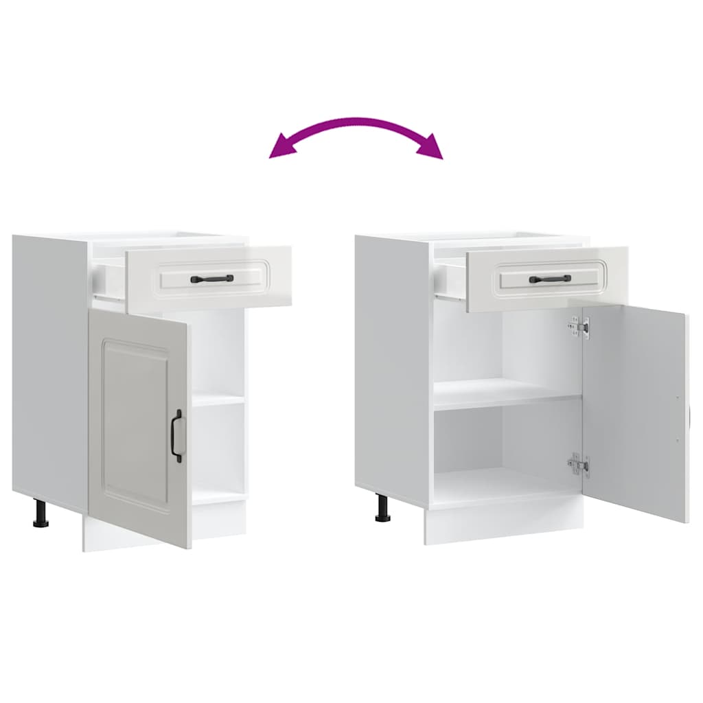 Armário de cozinha baixo Kalmar branco alto brilho