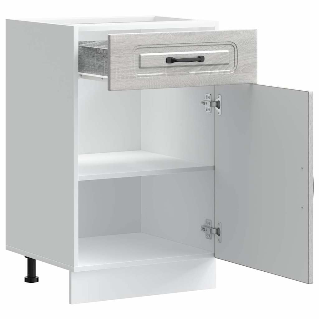 Armário baixo cozinha Kalmar madeira engenharia sonoma cinzento