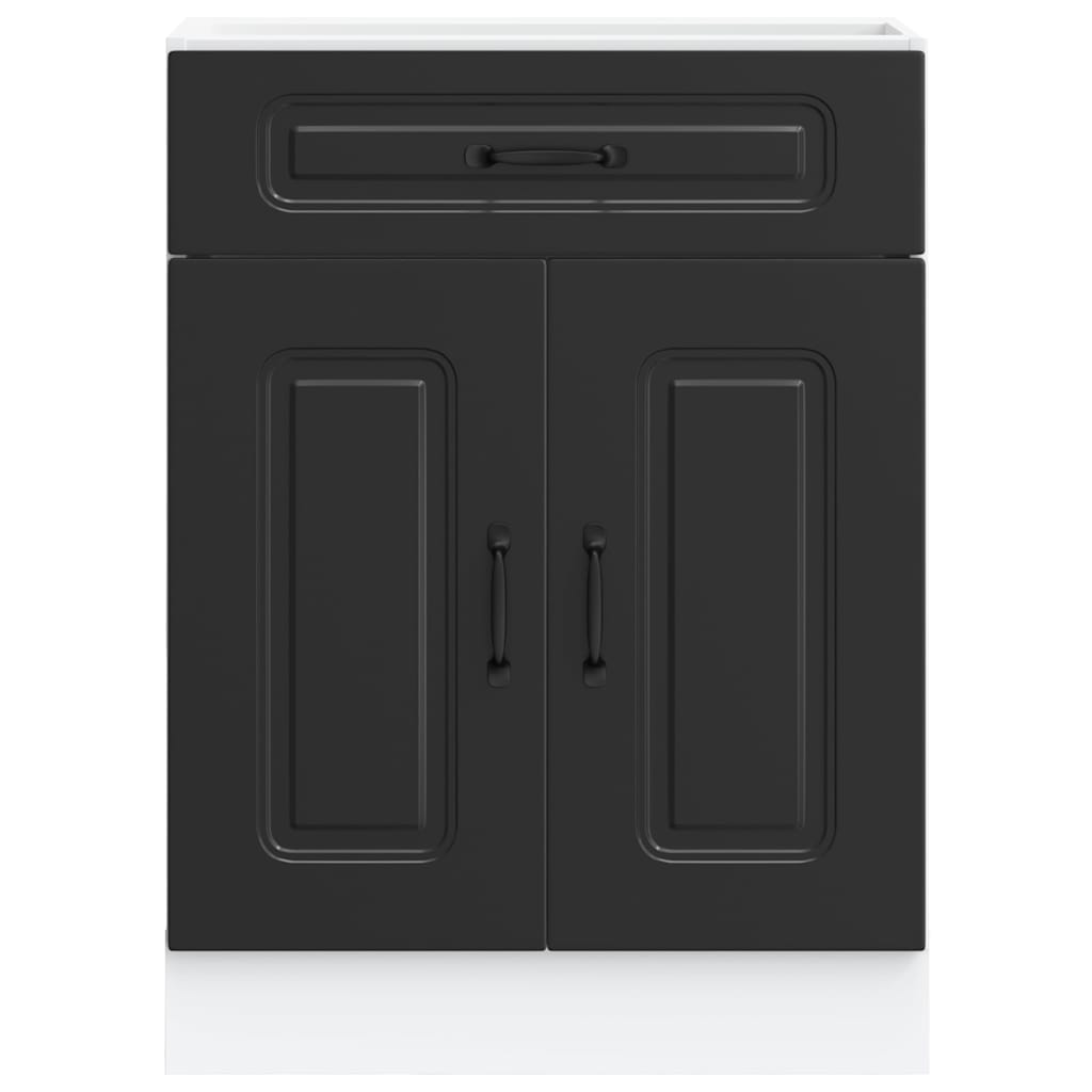 Armário de cozinha baixo Kalmar madeira artificial preto