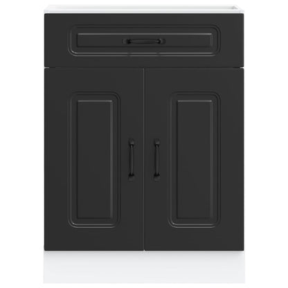 Armário de cozinha baixo Kalmar madeira artificial preto