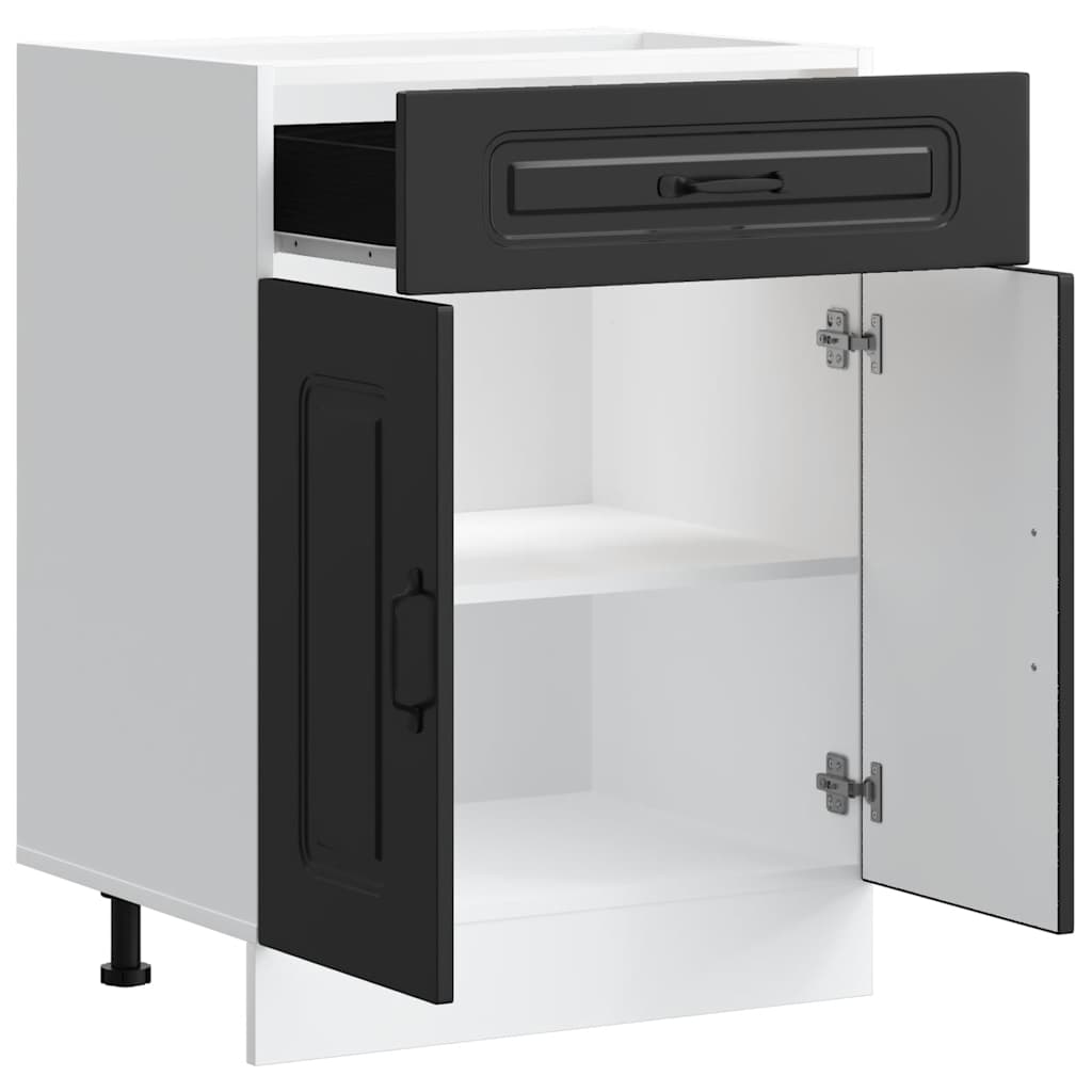 Armário de cozinha baixo Kalmar madeira artificial preto