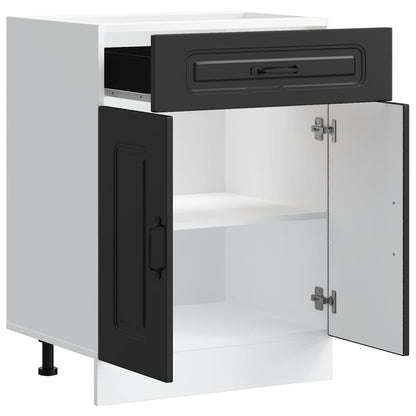 Armário de cozinha baixo Kalmar madeira artificial preto