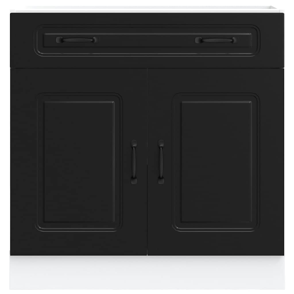 Armário de cozinha baixo Kalmar madeira artificial preto