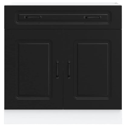 Armário de cozinha baixo Kalmar madeira artificial preto