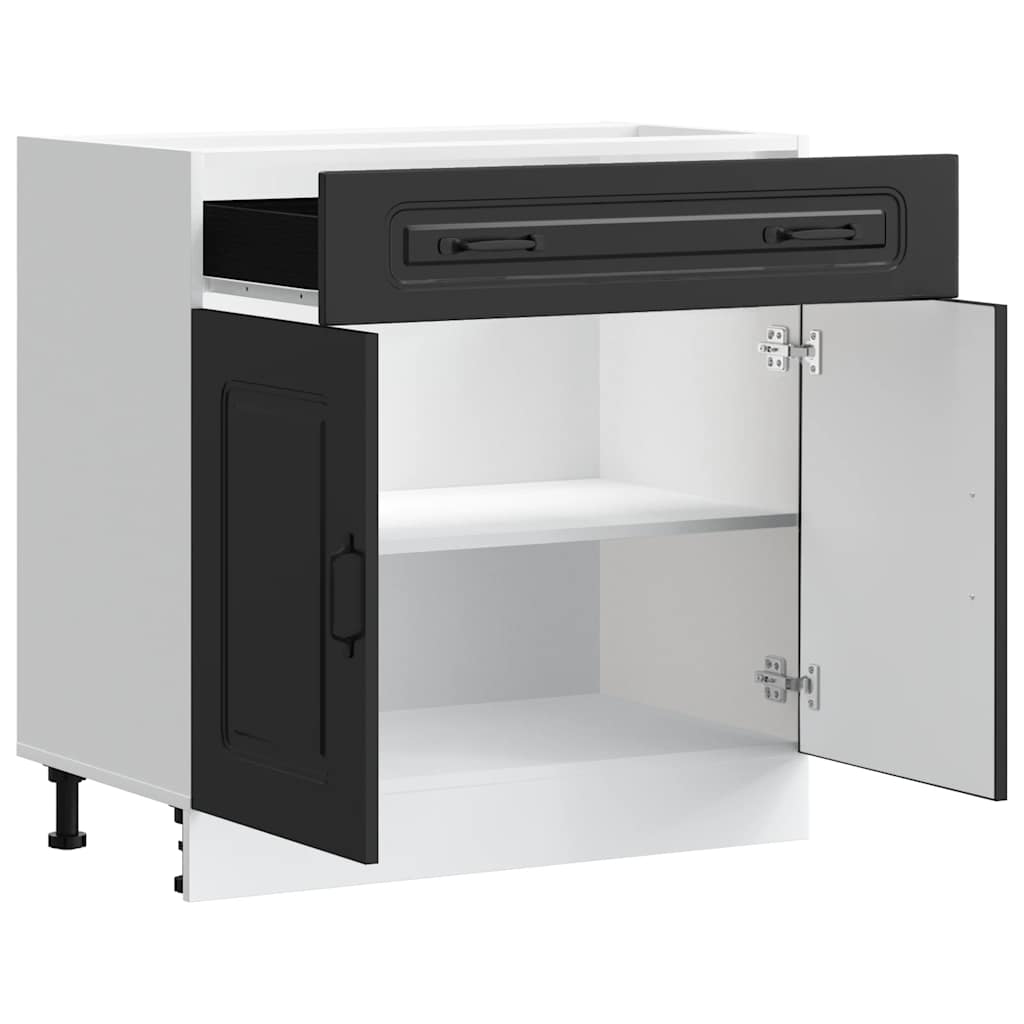 Armário de cozinha baixo Kalmar madeira artificial preto