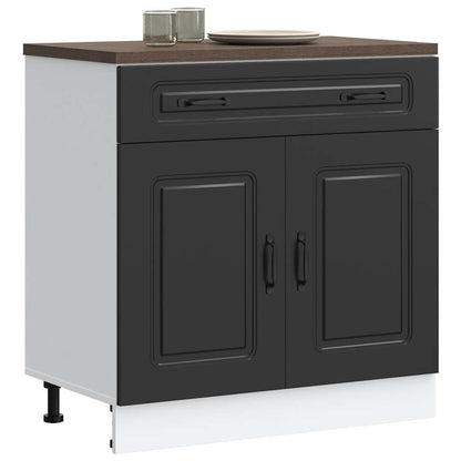 Armário de cozinha baixo Kalmar madeira artificial preto