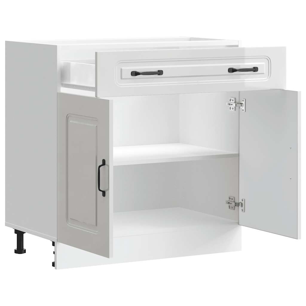 Armário de cozinha baixo Kalmar branco alto brilho