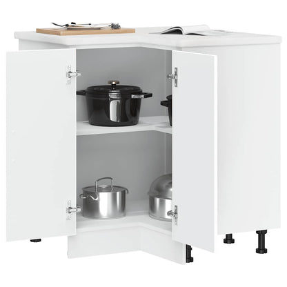 Armário baixo canto cozinha Kalmar madeira artificial branca