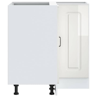 Armário baixo de canto de cozinha Kalmar branco alto brilho
