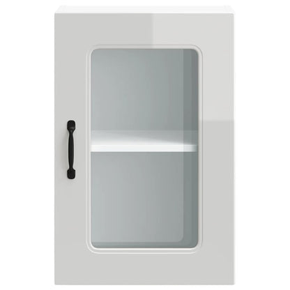 Armário parede de cozinha porta vidro Kalmar branco alto brilho