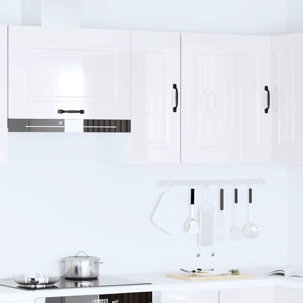 Armário de parede de cozinha Kalmar branco alto brilho