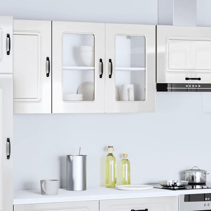 Armário parede de cozinha porta vidro Kalmar branco alto brilho