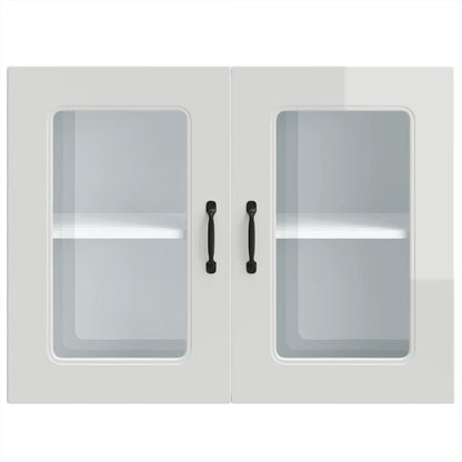 Armário parede de cozinha porta vidro Kalmar branco alto brilho