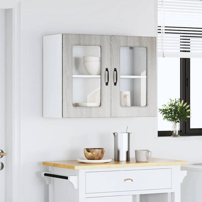Armário de parede de cozinha porta vidro Kalmar cinza sonoma