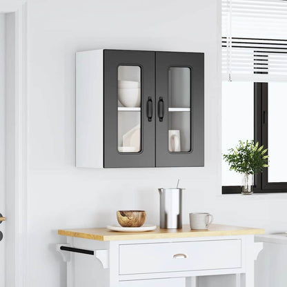 Armário de parede de cozinha porta vidro Kalmar preto