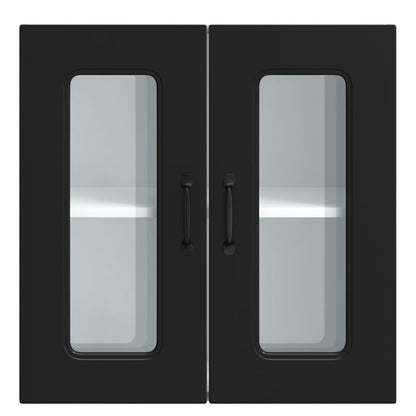 Armário de parede de cozinha porta vidro Kalmar preto