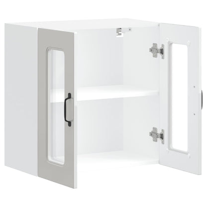 Armário parede de cozinha porta vidro Kalmar branco alto brilho