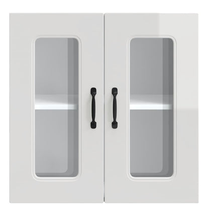 Armário parede de cozinha porta vidro Kalmar branco alto brilho