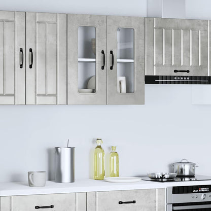 Armário de parede de cozinha porta vidro Kalmar concreto cinza
