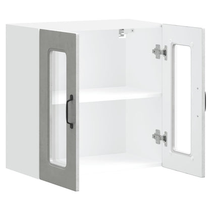 Armário de parede de cozinha porta vidro Kalmar concreto cinza