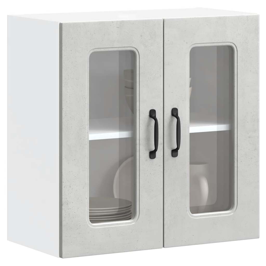 Armário de parede de cozinha porta vidro Kalmar concreto cinza