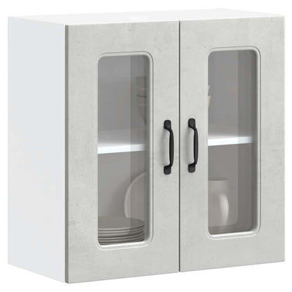 Armário de parede de cozinha porta vidro Kalmar concreto cinza