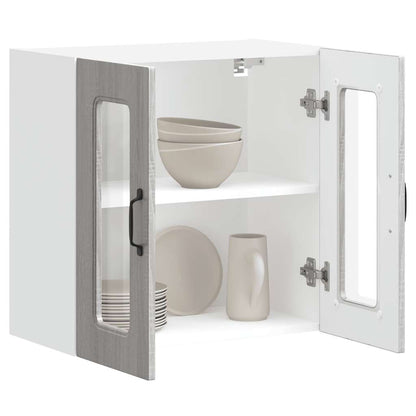 Armário de parede de cozinha porta vidro Kalmar cinza sonoma