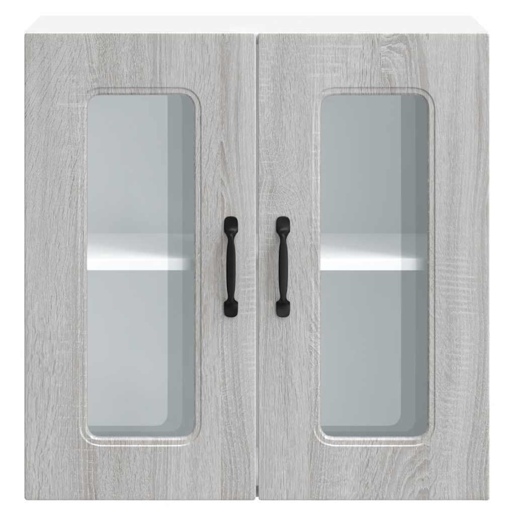Armário de parede de cozinha porta vidro Kalmar cinza sonoma