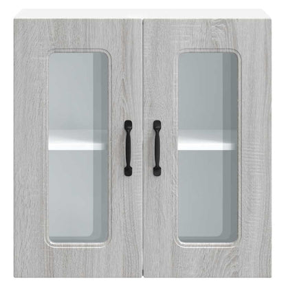 Armário de parede de cozinha porta vidro Kalmar cinza sonoma