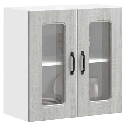 Armário de parede de cozinha porta vidro Kalmar cinza sonoma