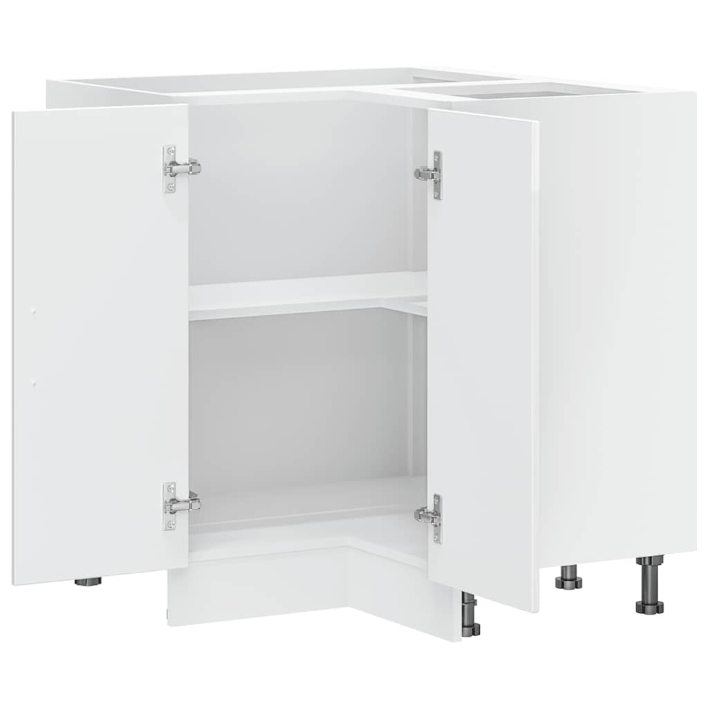 Armário base canto cozinha Lucca madeira branco brilhante