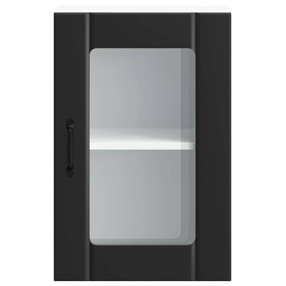 Armário de parede de cozinha porta vidro Lucca preto