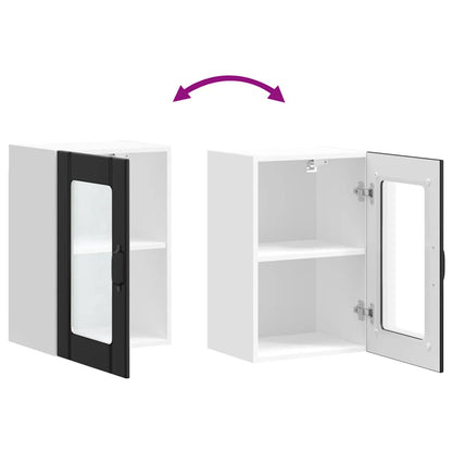 Armário de parede de cozinha porta vidro Lucca preto