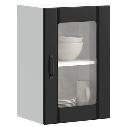 Armário de parede de cozinha porta vidro Lucca preto